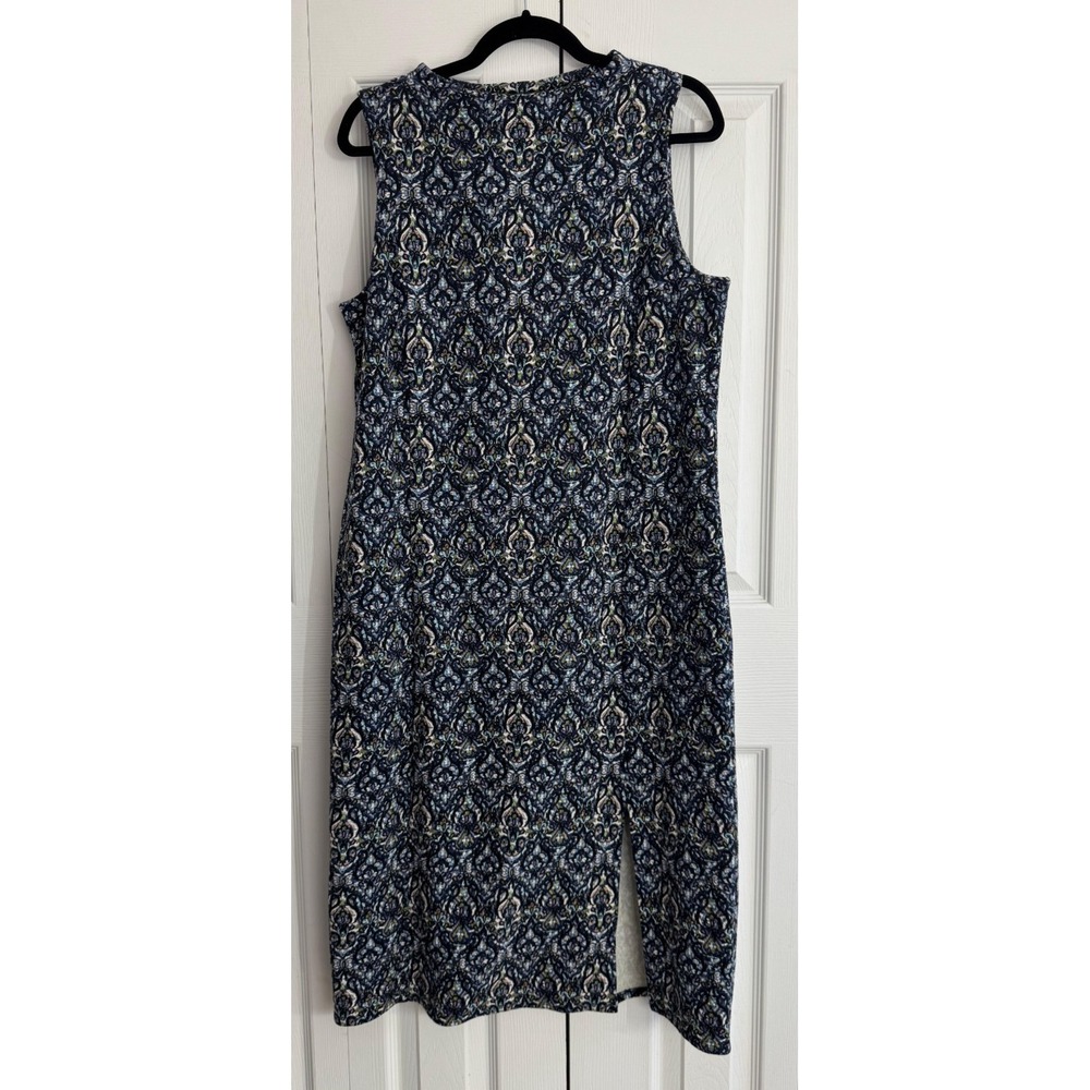J. Jill‎ Sheath Dress Women's Medium Blue Paisley Pattern Sleeveless Party Wear